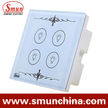 4 Key Touch Switch, Remote Control Wall Switch, White ABS Fireproof 1500W